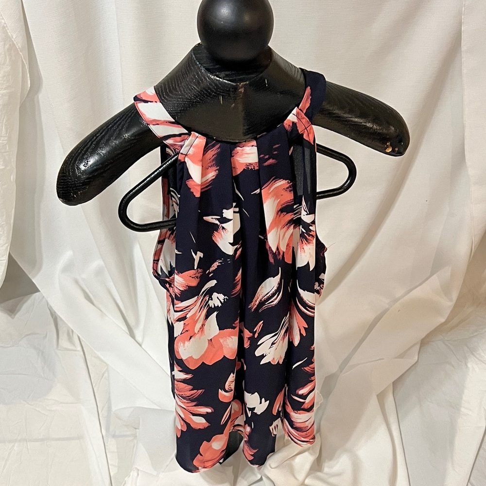The Limited Black and Pink Floral Halter Top
